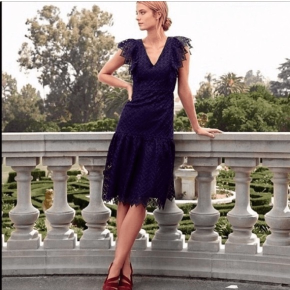 Antonio Milani Navy Blue Lace Sleeveless Midi Dress Women 6 Formal Party Wedding - Picture 13 of 13